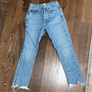 Agolde Riley Crop Straight Leg Jeans in Haven